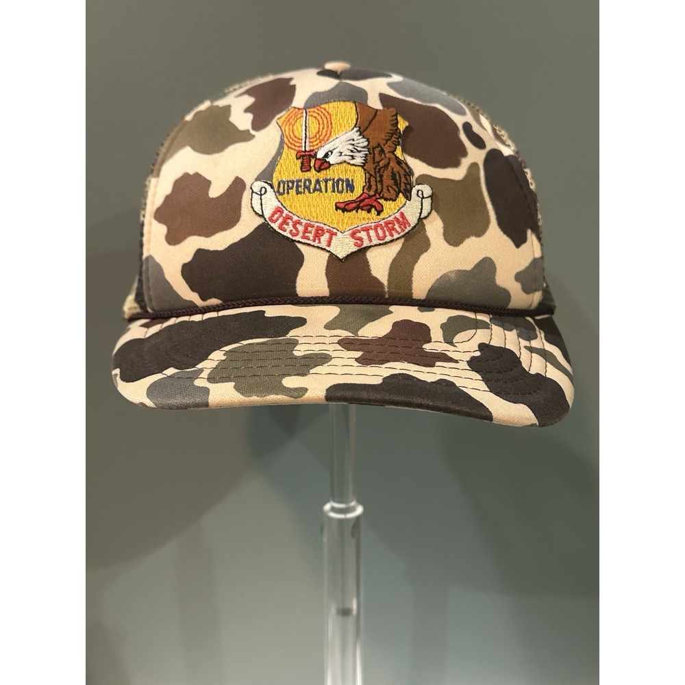 Vintage Operation Desert Storm Camo Trucker Snap Back Har